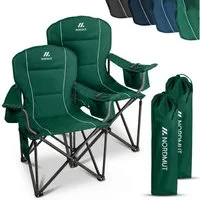Nordmut Campingstuhl Klappstuhl faltbar, Outdoor Strand Angeln Garten, 200 kg, Armlehne (Spar-Set, 2 St), Kühltasche, Getränkehalter, breite Sitzfläche, gepolstert, wetterfest