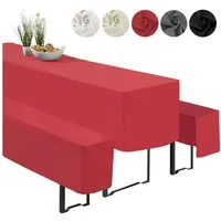 heimtexland Hussen-Set Bierzeltgarnitur Husse 3-teilig Garten Tischdeko, 2 Bierbankhussen und 1 Biertischhusse, Deko-Set Hochzeit Gartenparty