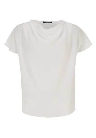 SWING - Shirt aus nachhaltigem Satin mit Wasserfall Ausschnitt ivory - Gr. - 44