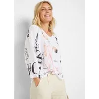 bonprix Strickpullover 3/4-Fledermausärmel, cooler Alloverprint, bequeme Passform