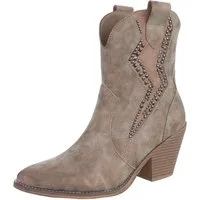 Ital-Design Stilvolle Stiefeletten mit Verzierung für Damen Westernstiefelette (90927522) Blockabsatz Stiefeletten in Hellbraun