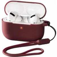 Hama Etui Silikon Skin Case Schutz-Hülle Rot Wireless-Headset (Trageband zur Sicherung Cover für Ladecase Apple AirPods Pro Kopfhörer)