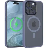 EAZY CASE Handyhülle Outdoor Case MagSafe Matt für Apple iPhone 15 Pro 6,1 Zoll, Backcover magnetisch Schutzhülle mit Kameraschutz mit MagSafe Hellblau