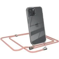 EAZY CASE Handykette mit-/ ohne Magsafe Hülle für iPhone 15 6,1 Zoll, Ketten Hülle Schultergurt Schutzhülle Tasche mit Band Altrosa Unifarbe