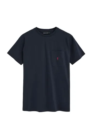 T-Shirt marineblau mit Brusttasche und Rigby Go Logo