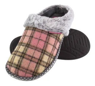Dunlop - Damen niedlich kuschelig Plüsch Memory Foam gestrickt Hausschuhe mit offenen Rücken Mules