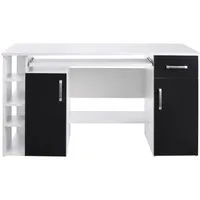 VOGL Möbelfabrik Schreibtisch Tim mit seitlich offenen Fächern & Tastaturauszug, Druckerablage, 1 Schublade, Breite 138 cm, Made in Germany
