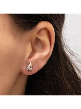 Zeeme Basic Ohrringe Silber 925 zweifarbig mit Zirkonia weiß