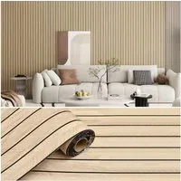 BlingBin Wandpaneel Selbstklebende 3D Wandpaneele, Lamellentapete, Holzlatten-Tapete, BxL: 40x300 cm, 1,2 qm, (3D Wandverkleidung in Rollenform, 1-tlg., 40 x 300 cm, 1,2 m) Ohne Bohren, zuschneidbar, wasserabweisend, für glatte Innenwände