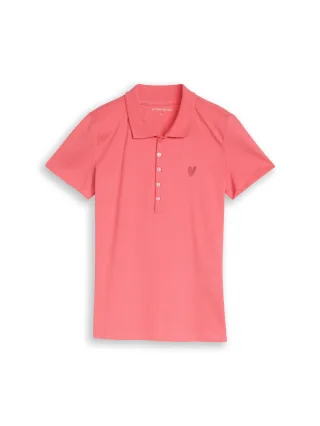 Tom Tailor - Piqué Poloshirt mit Herz-Motiv soft coral pink - Gr. - XS