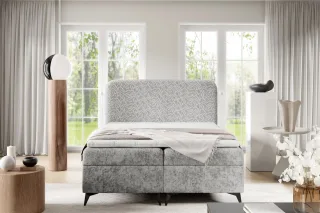 Boxspringbett Schlafzimmerbett TRIANA PREMIUM 180x220cm Stoff Trenza Hellgrau