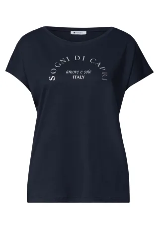 Street One - Dropped Shoulder Shirt mit Rundhals deep blue - Gr. - 44