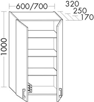 Burgbad Hängeschrank Sys30 PG4 Sana 1000x600x250 Eiche Hellgrau, OSBZ060F6332 OSBZ060F6332