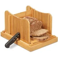 relaxdays Brotschneidebrett Brotschneidehilfe Bambus, Bambus