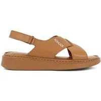 Celal Gültekin Plateau Riemchen Slingback Klettverschluss Damen Plateausandaletten Hochwertiges Leder, Echtleder-Futter & Decksohle, Camel, 39