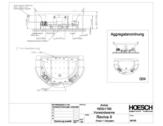 Hoesch Whirlwanne Aviva Vorwand 1800x1185 mit System Reviva II Power+Air Weiss/Chrom/Motor rechts/li 6618E.010305004
