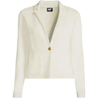 Feinstrick-Blazer aus Baumwolle, Damen,  Weiß, by Lands' End