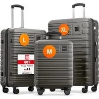 Travely Koffer Polycarbonat Koffer Set - 3 teiliges Kofferset, XL + L + M, 4 Rollen, Designed in Germany, austauschbare Griffe und Rollen