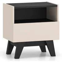 Lomadox Nachttisch FRIONA-131, kaschmir schwarz modern Fach Schublade 50 cm breit