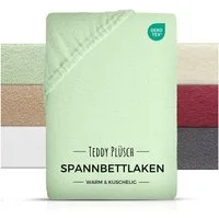 Carpe Sonno Spannbettlaken Teddy Plüsch Winter Bettlaken 90x200 100x200 140x200 180x200 200x200, Fleece, Gummizug: rundum, (1 Stück), Kuscheliges Spannbettlaken 100x200 Warmes Spannbetttuch Grün