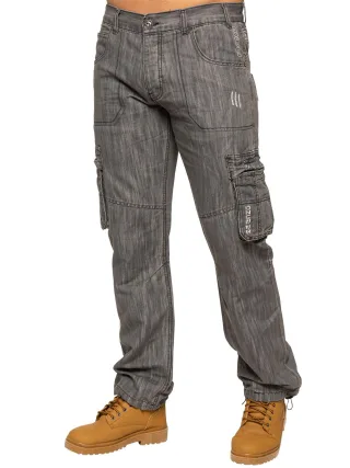 Enzo | Herren Combat Denim Jeans - Grau