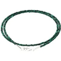 Lebensquelle Plus Kette ohne Anhänger Malachit 2 mm Perlenkette facettiert, 45 cm + Silberverschluss