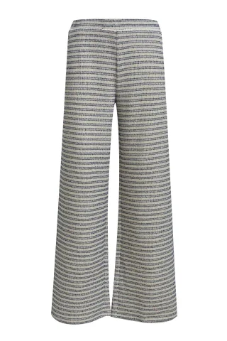 Milano Italy - wideleg pants w sidetape offwhite print - Gr. - S