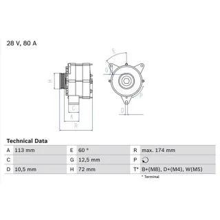 Bosch Lichtmaschine 80A Mercedes Vario 0986040260