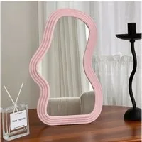 Nettlife Ganzkörperspiegel weiß/rosa Badezimmerspiegel unregelmäßiger Wandspiegel Stahlglas (1-St), für Zuhause Deko-Element für eine gemütliche Wohnatmosphäre