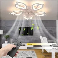 oyajia Deckenleuchte Leise Deckenventilator mit Beleuchtung, 85W Deckenlampe Mit Ventilator, LED fest integriert, Kaltweiß, Neutralweiß, Warmweiß, 6 Geschwindigkeit Blume Deckenleuchte,mit Fernbedienung Dimmbar