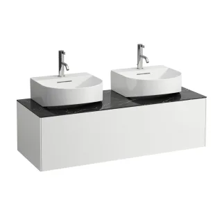 LAUFEN Waschtischunterschrank Sonar 457x1177x341 Aus li, 2 Schubl H816341 we ma? m. H4054540341431