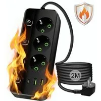 Forrlite Steckdosenleiste 3 fach, Mehrfachsteckdose mit usb & einzelne Schalter Steckdosenleiste 3-fach (Schalterbeleuchtung, separate Ein- / Ausschalter, Schutzkontaktkupplung, Kabellänge 2 m), überspannungsschutz
