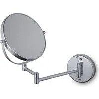 tesa Schminkspiegel schwenkbarer Kosmetikspiegel Visioon - selbstklebend und doppelseitig (Komplett-Set, 1-St., Inkl. Powerkit Montagezubehör - enthält Klebelösung und Adapter), 5-fache Vergrößerung - Wandmontage ohne Bohren - 30 x 48 cm - Silber