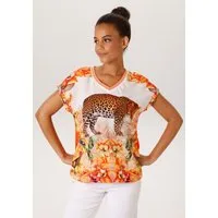 Aniston CASUAL Shirtbluse mit Leopard, tropischen Vögeln, Blüten und Blättern