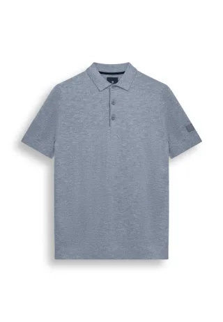 State of Art - Fein gestricktes Poloshirt in melierter Optik blau - Gr. - L
