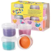 Feuchtmann Knete KINDER SOFT KNETE Mini Sparkle (1-tlg), 4 x 80g weiche Glitzerknete mit Bio-Glitter in praktischen Dosen