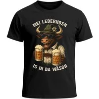 MoonWorks Print-Shirt Herren T-Shirt für das Oktoberfest – Mei Lederhosen is in da Wäsch – mit Print