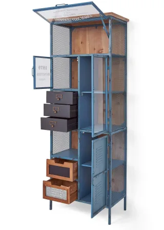 bonprix Vitrine in Spind-Optik, beige, Gr.160x60 cm, Vitrine im Industrial Style