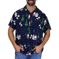King Kameha Hawaiihemd Christmas Buddies Funky Hawaii-Hemd Kurzarm Front-Tasche Unisex
