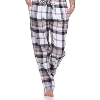 Normann Pyjama Damen Flanell Pyjama Hose, karierte Schlafanzug Hose lang