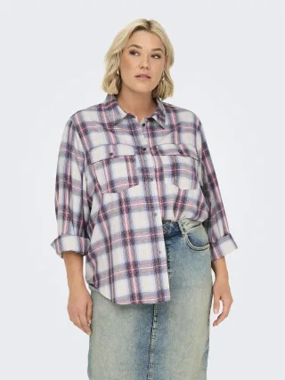 ONLY CARMAKOMA - CARABBIE LIFE LS CHECK SHIRT WVN cloud dancer - Gr. - 50