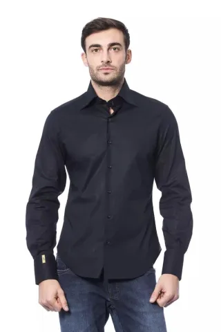 Billionaire Italienische Couture Blaue Baumwolle Herrenhemd