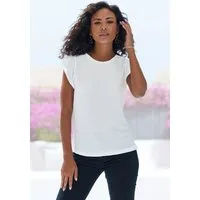 LASCANA T-Shirt mit modischer Struktur Sommerliches T-Shirt aus bügelfreie Polyester-Qualität