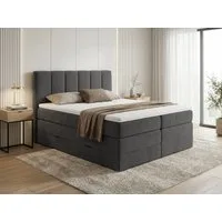 Sofnet Boxspringbett Star XL (2x Bettkästen, Bonellfederkern- und Taschenfederkernmatratze, Topper), Polsterbett, Doppelbett, Velours, mit Kopfteil, 140/160/180x200 cm