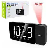GreenBlue Radiowecker GB172 LED-Radiowecker mit Projektor FM-Radio, Alarm, 12/24-Stunden-Anzeige