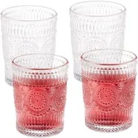 relaxdays Gläser-Set Vintage Trinkgläser 4er Set 300 ml, Glas