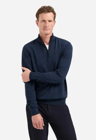 No Excess - Pullover Half Zip 2 Coloured Melange navy - Gr. - XXL