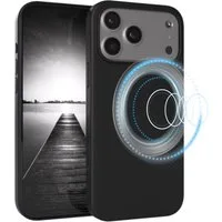 EAZY CASE Handyhülle für Apple iPhone 17 Pro Max Hülle Silikon 6,9 Zoll, Cover kompatibel mit Qi Magsafe Bumper Silicon Case kratzfest Schwarz