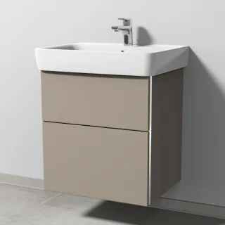 Sanipa 3way Waschtischunterbau zu Geberit Renova Plan Waschtisch mit 2 Auszügen, Sandgrau-Matt BS87567