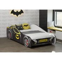 Kids Collective Autobett 70x140 / 80x160 cm Kinderbett Jugendbett mit Rausfallschutz (Spielbett Batman Batmobil Bat Car Auto, Spielbett Batman Batmobil Bat Car Auto), Kinderbett 80x160 cm mit Lattenrost - für Kinder ab 2 Jahren